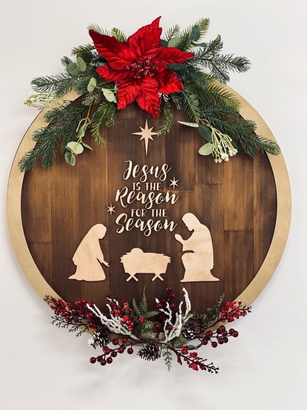 Christmas Nativity Scene Plaque - Jesus is the reason for the season